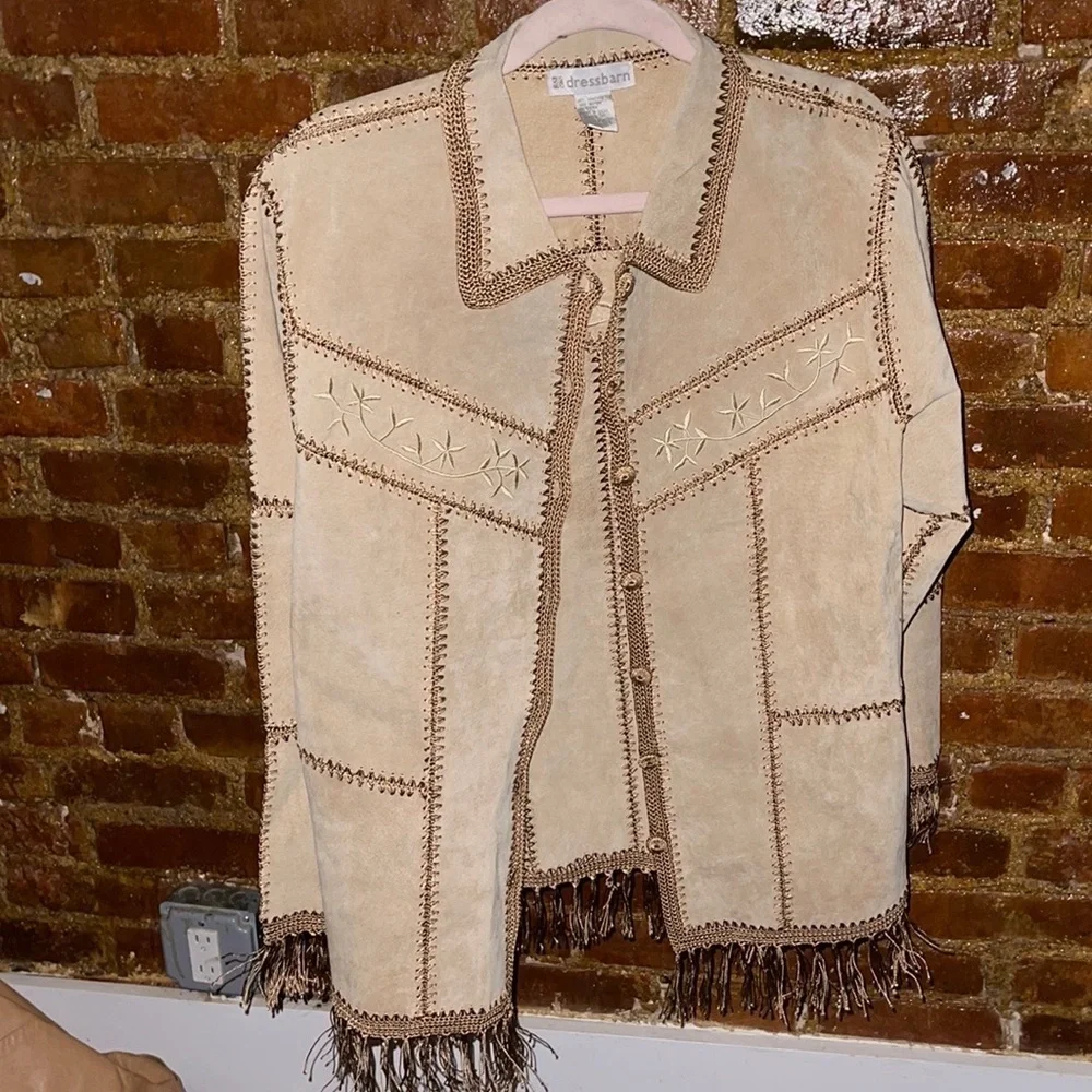NWOT Dress Batn Boho Fringe leather Blend jacket - Picture 9 of 9